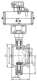 氣動(dòng)對(duì)夾V型球閥結(jié)構(gòu)圖